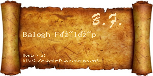 Balogh Fülöp névjegykártya