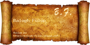 Balogh Fülöp névjegykártya